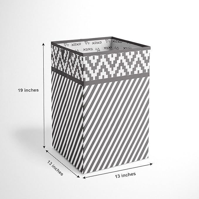 Bacati Love Grey Kids Storage (Hamper 14 x 14 x 19 inches)