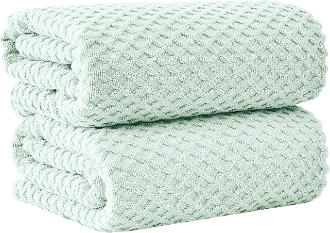 Great Bay Home Oversized Bath Sheets - 100% Cotton 2 Pack 68x35 Extra Large Towel - Absorbent, Durable, Quick-Dry Towels for Bathroom (Pastel Blue)