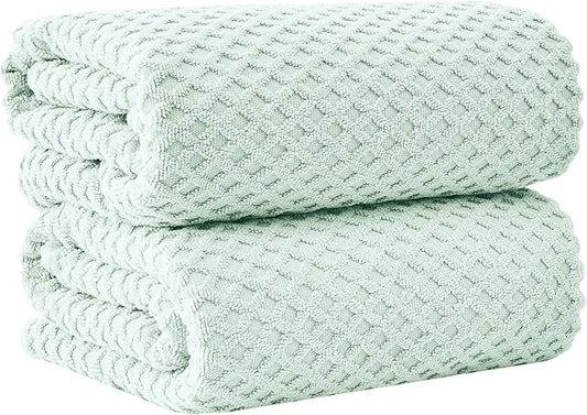 Great Bay Home Oversized Bath Sheets - 100% Cotton 2 Pack 68x35 Extra Large Towel - Absorbent, Durable, Quick-Dry Towels for Bathroom (Pastel Blue)