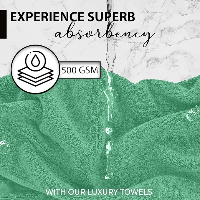 100% Cotton Bath Towels, 24x48 Pack of 6 Towels, Quick Dry, Highly Absorbent, Soft Feel Towel, Gym, Spa, Bathroom, Shower, Pool, Luxury Soft Towels (Light Green, 24x48-6 Pack)