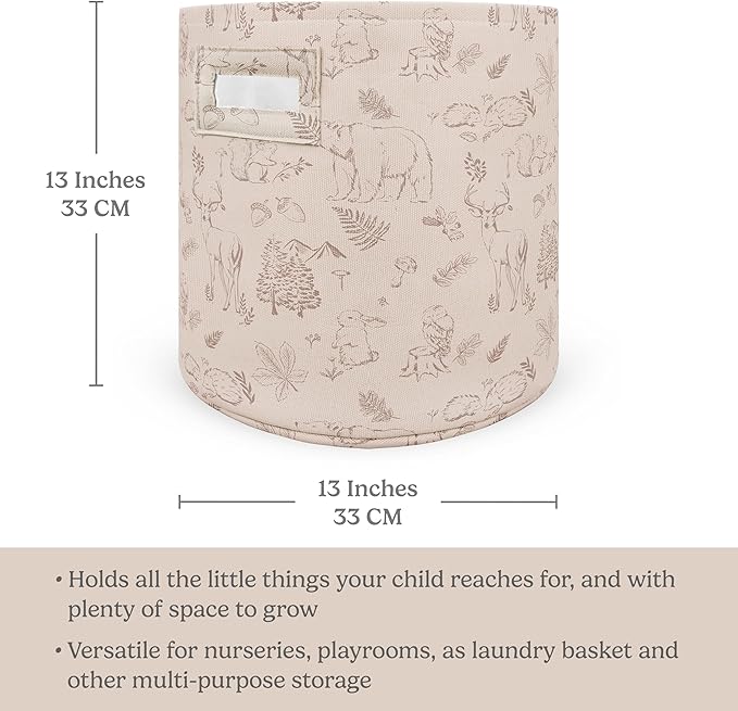 Sorrel + Fern Nursery Storage Basket (Magic Forest), Soft Collapsible Fabric Toy Bin, Magic Forest-Inspired Organizer for Playroom or Nursery, Gender-Neutral Decor, 13 × 13 Inches