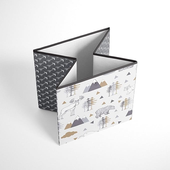 Bacati - Small Storage Tote Woodlands Animals Beige/Grey 10 X 10 X 10 inches