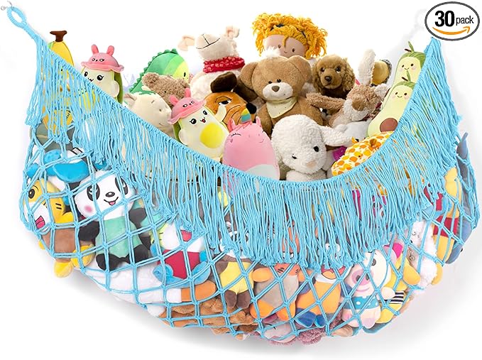 Stuffed Animal Hammock - Extra Large 56'' Long, Stuffed Animal Storage, stuffed animal Holder net, Hammock Large, Storage Hanging Organizer - Blue