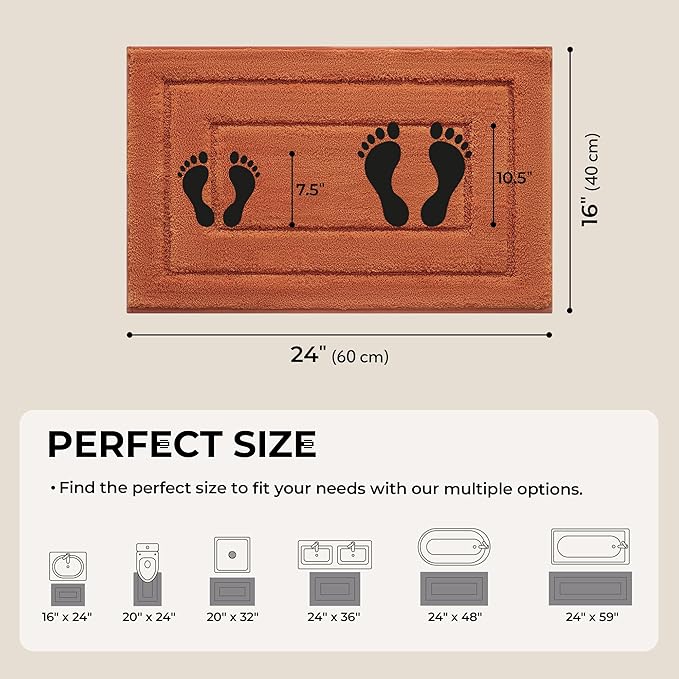 GRANNY SAYS Bathroom Rugs Non Slip, 16" x 24", Bath Rugs for Bathroom Washable, Bath Mats for Floor, Microfiber Bath Mat for Tub, Absorbent Bath Rugs for Shower Room, Terracotta