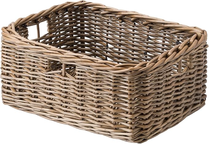 StorageWorks Pantry Baskets, Willow Storage Baskets for Organizing, Shelves, Pantry Organizers and Storage, Light Brown, 15"L x 11"W x 6 ¾"H