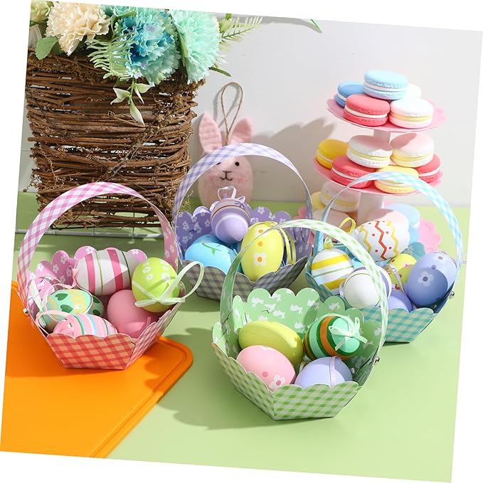 12pcs Easter Basket Eggs and Adorable Bunny Designs for Easter Hunts and Festive Decoration