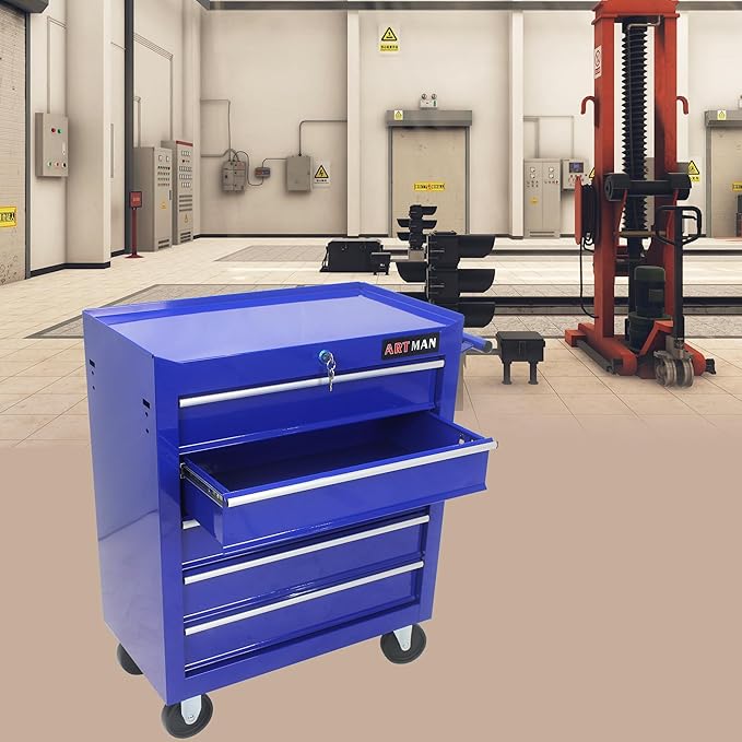 5 Drawers Rolling Tool Chest Cart ,24.2*12.9*29.9"Tool Storage Cabinet With 4 Wheels.Portable Tool Cabinet Trolley With Locking System and Drawer Liners.Tool Storage Cart for Garage,Workshop