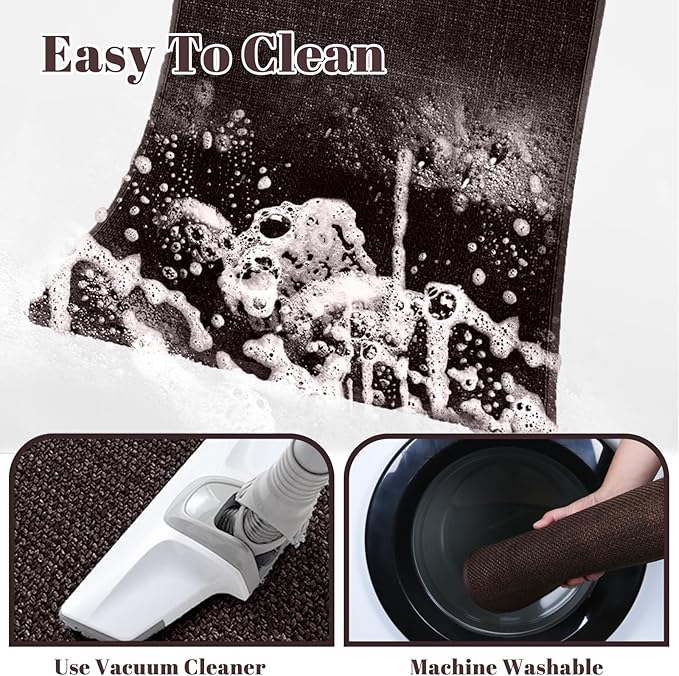 2 Pack Bathroom Rugs, Bath Mats for Bathroom Non Slip Washable, Quick Dry, Water Absorbing, Fits Under Door, Ultra Thin, Rubber Backing, Low Pile, Ideal for Shower, Sink,Coffee-24''x16''