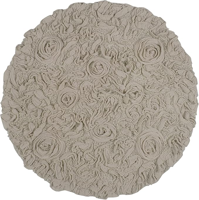 Home Weavers Bell Flower Collection 100% Cotton Tufted Bath Rugs, Extra Soft and Absorbent Bath Rugs, Non-Slip Bath Mats, Machine Washable, Bath Mats for Bathroom Floor and Tub, 22" Round, Linen