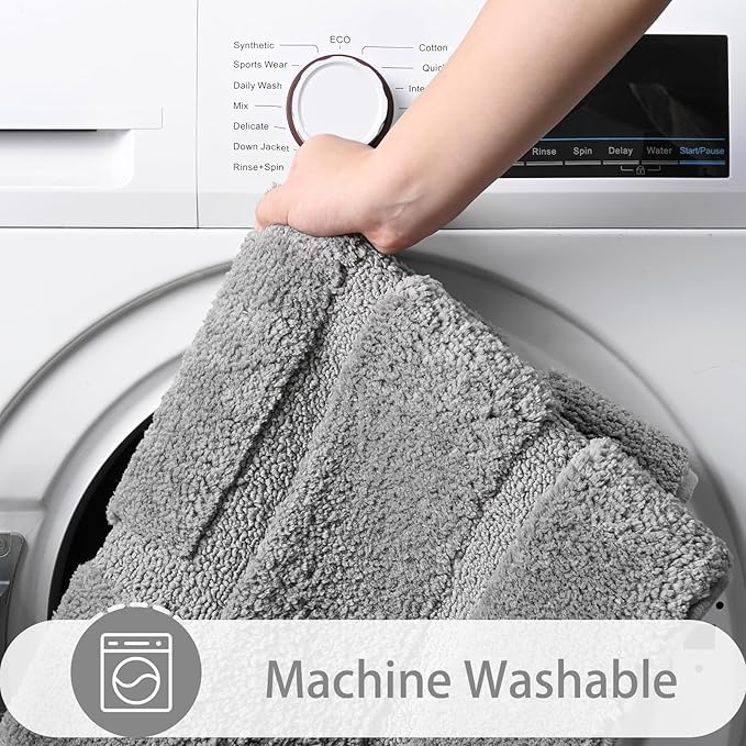 HOMORE Grey Bathroom Rug 24x36 Inch Soft Absorbent Microfiber Bathroom Runner Rug, Washable Bath Runners Rugs for Bathrooms Non Slip Bath Rugs for Shower Tub
