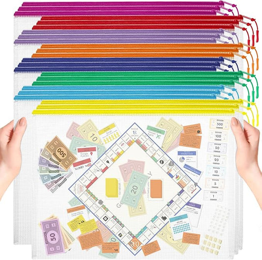 24pcs Mesh Zipper Pouch, PVC, Office Supplies Organizers, 17" x 12" A3, 8 Color, Foldable, Zipper Closure