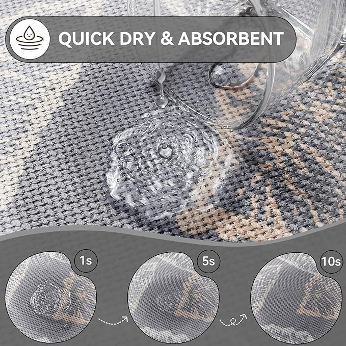 Half Circle Bath Mat, Thin Bathroom Rugs Fit Under Door Quick Dry Non Slip Washable Bathroom Mat with Rubber Backing, Absorbent Half Round Shower Rug