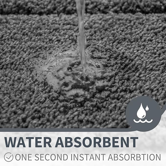 GRANNY SAYS Gray Bathroom Rugs Non Slip, Large Bath Mats for Bathroom, Super Soft and Water Absorbent, Microfiber Washable Bath Rugs for Bath Floor, Tub and Shower, 36" x 24", Dark Gray
