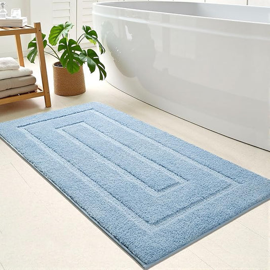 HOMORE Bathroom Rug 24x48 Inch Soft Absorbent Microfiber Bathroom Runner Rug, Washable Bath Runners Rugs for Bathrooms Non Slip Bath Rugs for Shower Tub,Light Blue
