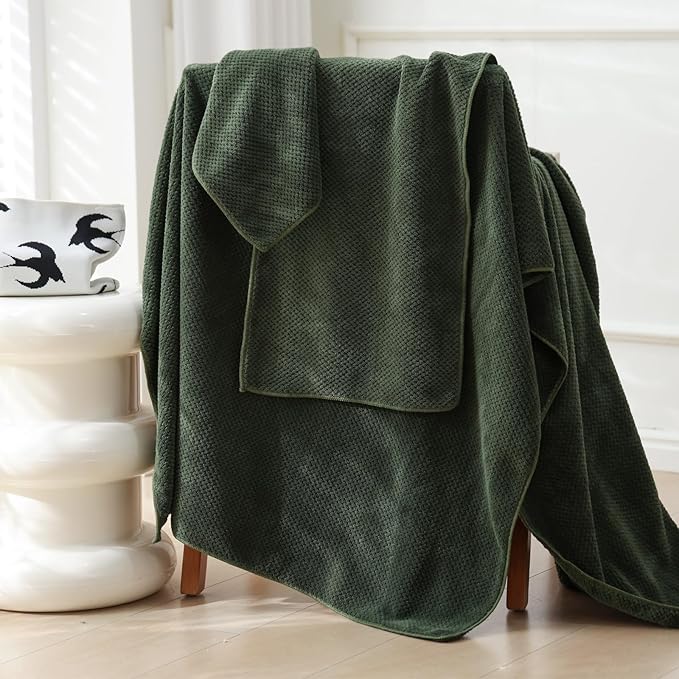 30x60 Inches Extra Large Bath Towels Set Super Soft Absorbent Luxury Microfiber Towels for Bathroom(Olive Green, 6PCS)