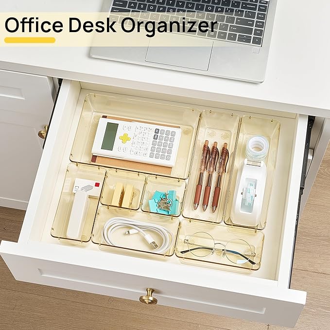 Vtopmart Clear Plastic Drawer Organizers for Bathroom (Clear Champagne)