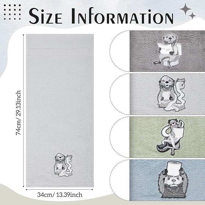 4 PCS Otter Hand Towels for Bathroom 29" x 13" Funny Gifts for Women Otter Decor Hand Towels for Bathroom, Kitchen, Valentines Day Gifts Cute Animal