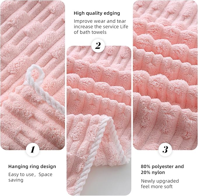 30X60 Inches Extra Large Bath Towels Sets of 6 for Bathroom Super Soft Quick Dry 2 Bath Towels 2 Hand Towels 2 Washcloth Towels Microfiber Shower (Pink, 6 Piece)