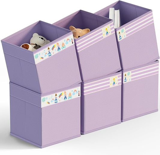 homyfort 11x11 Inch Storage Cube Bins, Fabric Cube Storage Organizer Baskets Box with Handles for Organizing Clothes, Toys, in Pantry, Closet Shelf, Nursery, Kids Room (Purple)