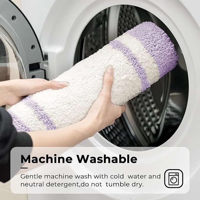 GRANNY SAYS Microfiber Bathroom Rugs Non Slip Washable, Water Absorbent Bathroom Mats for Tub Non Slip, Soft Bath Mats for Floor & Shower, Long Bath Rug 36" x 24", Purple