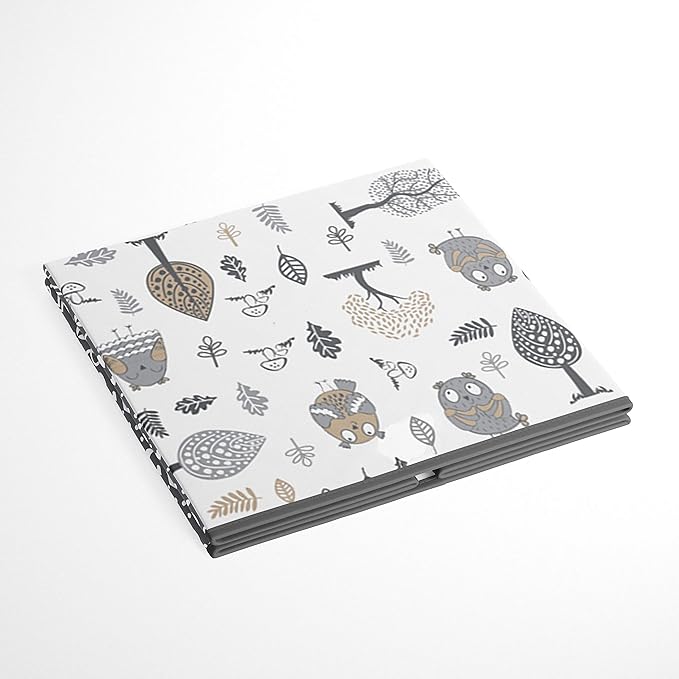 Bacati - Large Storage Tote Owls in the Woods Beige/Grey Neutral 14 X 14 X 10 inches