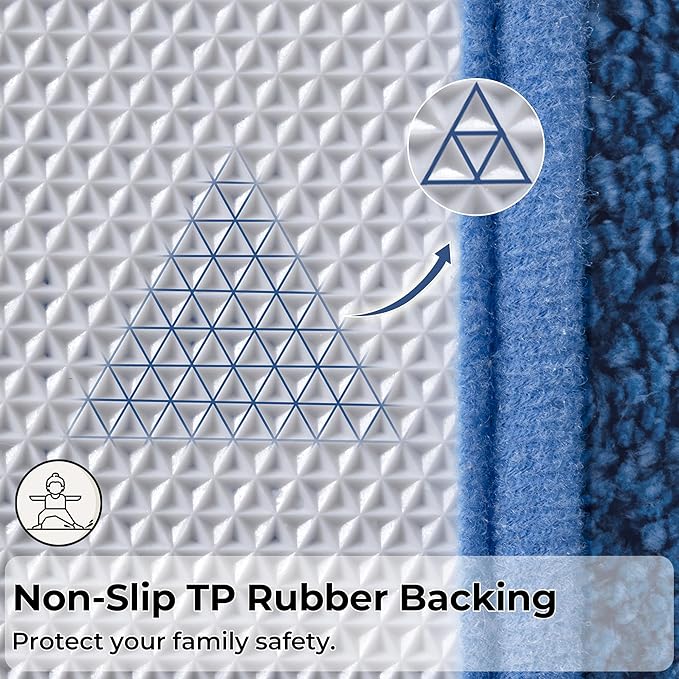 GRANNY SAYS Bathroom Rugs Sets 2 Piece,Soft Bath Mats for Bathroom, Bath Rugs Non Slip Washable, Absorbent Bath Rug for Tub, Shower & Toilet, BathMat Set, Blue 20" x 32" + 16" x 24"