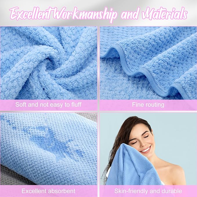 16 Pack Microfiber Bath Towels Bulk 27'' x 60'' Oversized Size Bath Towel Highly Absorbent Extra Large Soft Drying for Shower Beach Winter Salon Sport Gym Party (Lattice,Pastel)
