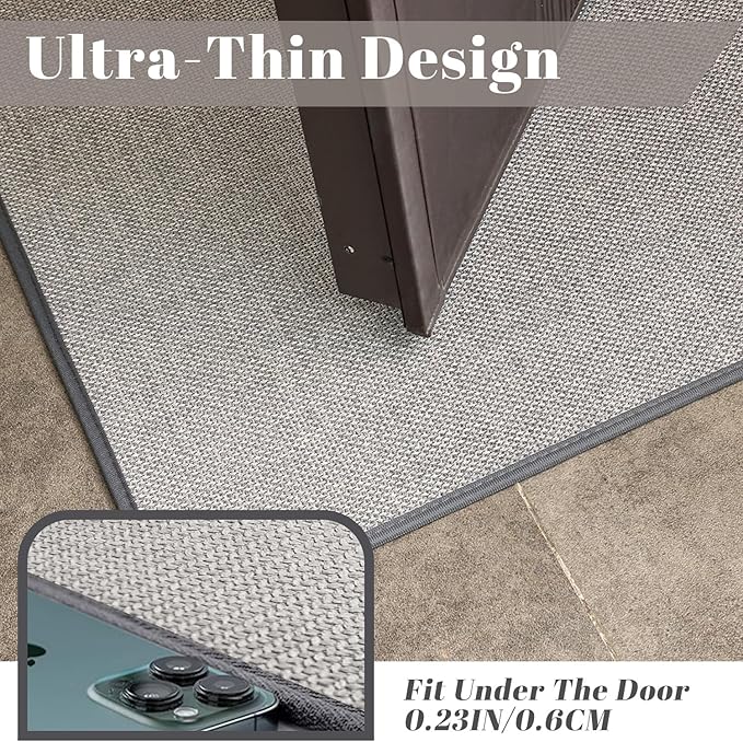 2 Pack Bathroom Rugs, Bath Mats for Bathroom Non Slip Washable, Quick Dry, Water Absorbing, Fits Under Door, Ultra Thin, Rubber Backing, Low Pile, Ideal for Shower, Sink,Grey 24''x16''