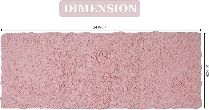 Home Weavers Bell Flower Collection 100% Cotton Tufted Bath Rugs, Extra Soft and Absorbent Bath Rugs, Non-Slip Bath Mats, Machine Washable, Bath Mats for Bathroom Floor and Tub, 21"x54" Runner, Pink