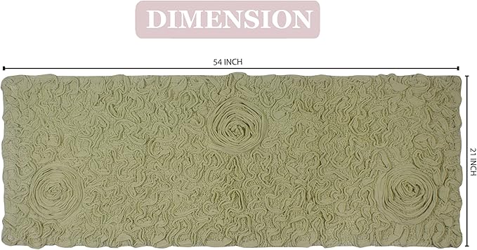 Home Weavers Bell Flower Collection 100% Cotton Tufted Bath Rugs, Extra Soft and Absorbent Bath Rugs, Non-Slip Bath Mats, Machine Washable, Bath Mats for Bathroom Floor and Tub, 21"x54" Runner, Green