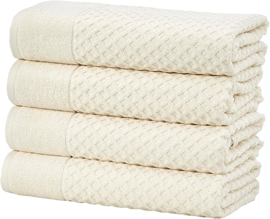 Great Bay Home Bath Towels - 100% Cotton 4 Pack 54x27 Bath Towel Set - Absorbent, Durable, Quick-Dry Towels for Bathroom (Ivory)