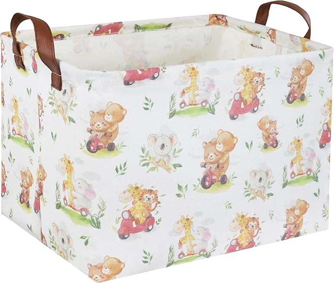 Kids Baby Storage Basket for Boy and Girls - Gift Basket Empty Book Shelf - Rectangular Animal Room Decor for Bedroom Bathroom