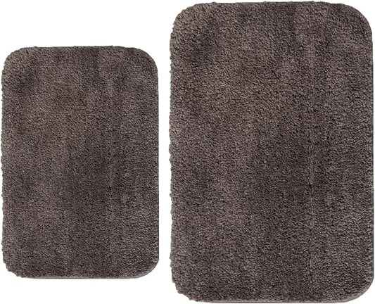 2 Piece Bathroom Rugs and Mats Sets, Soft Bath Mats for Bathroom with Non-Slip Backing, Machine Washable Microfiber Absorbent Bath Rugs (16''x24'' Plus 20''x32'',Chocolate)...