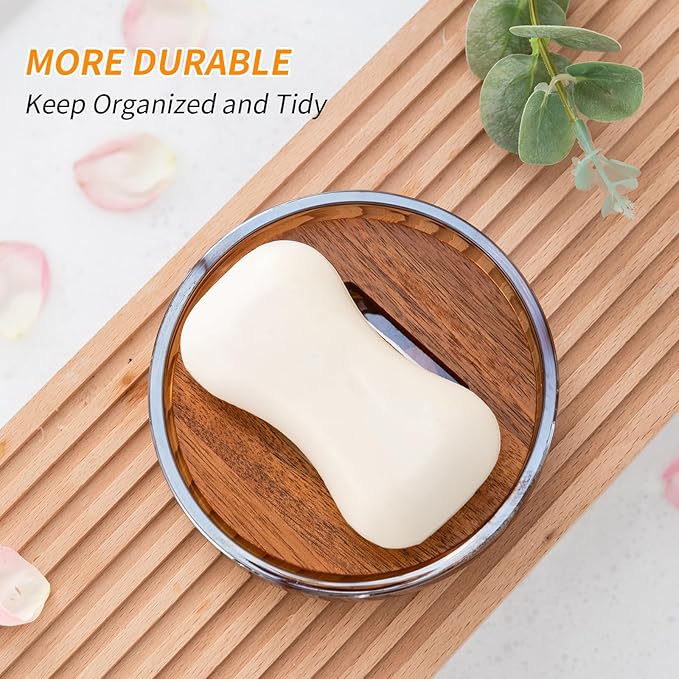 HJ 5PCS Gold Glass Bathroom Accessories Set,4mm Heavy-Duty Glass&Wood Bathroom Decor (Lotion Soap Dispenser,Aromatherapy Bottle,Soap Dish,Toothbrush Holder,Tumbler) Crystal Vintage Gift