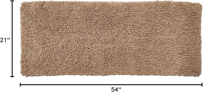 Home Weavers Fantasia Bath Rug 100% Cotton Bathroom Rugs Set, Bathroom Décor, Washable Rug, Extra Soft and Absorbent bath Rug, Kitchen Mat, Bath Mat Set, Bath Floor Mat Non Slip, 21"x54" Runner, Linen