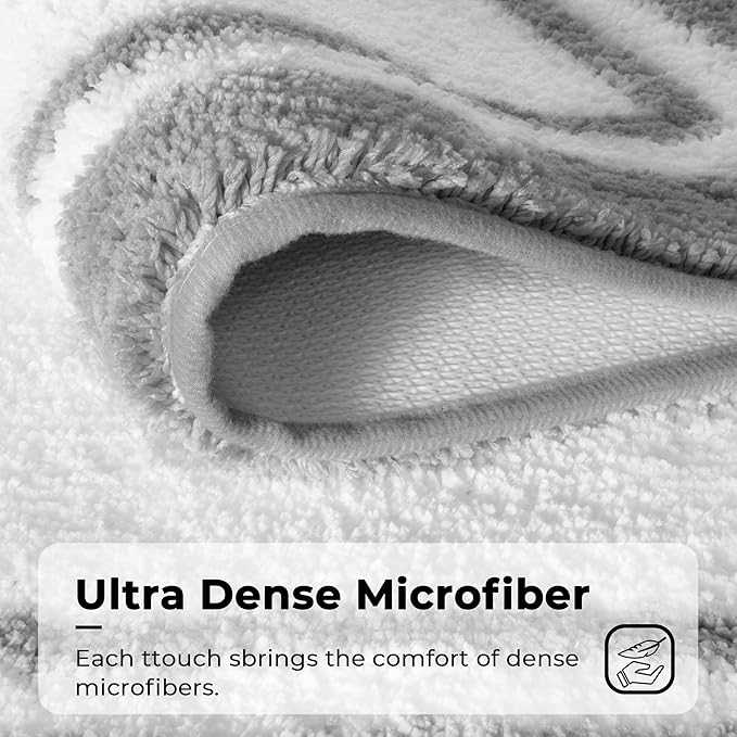 GRANNY SAYS Microfiber Bathroom Rugs Non Slip Washable, Water Absorbent Bathroom Mats for Tub Non Slip, Soft Bath Mats for Bath Floor & Shower, Long Bath Rug, 24" x 48", Grey Rug