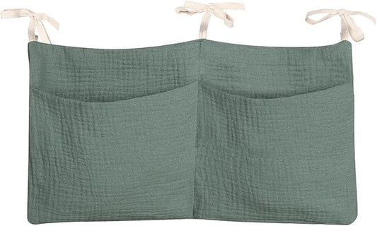 Dormitory Bed-Bunk Organizing Bag Nappy-bags Organizer Bedside Hanging Bags Milk Bottle Bib-Storage Bag Crib Organizer Bag Baby Nappy-Bag cotton (Light green)