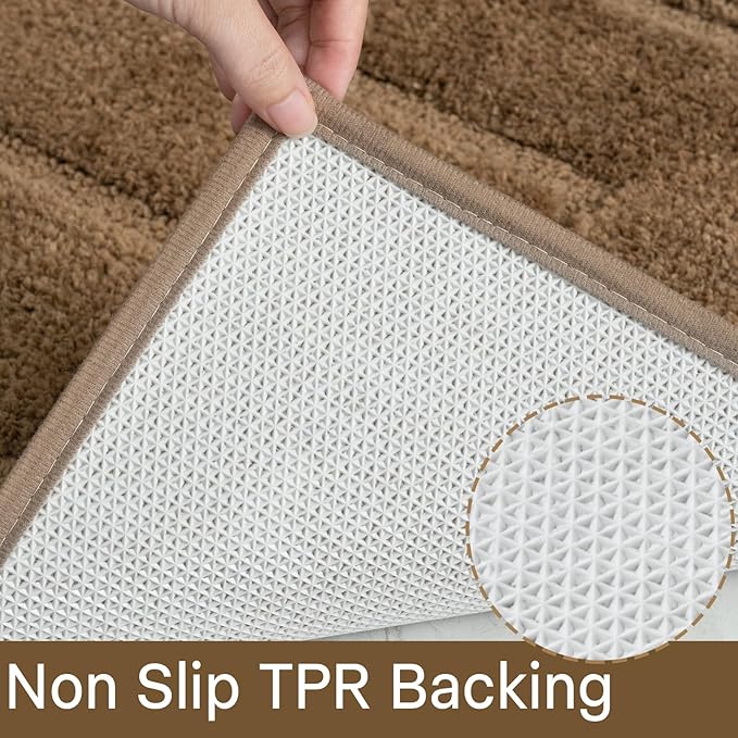 HOMORE Bathroom Runner Rug 24x60 Inch, Thick Soft and Absorbent Microfiber Bath Runner Rug, TPR Backing Non Slip Bath Mat, Washable Plush Bath Rug for Bathroom Floor Shower Tub Sink, Light Brown