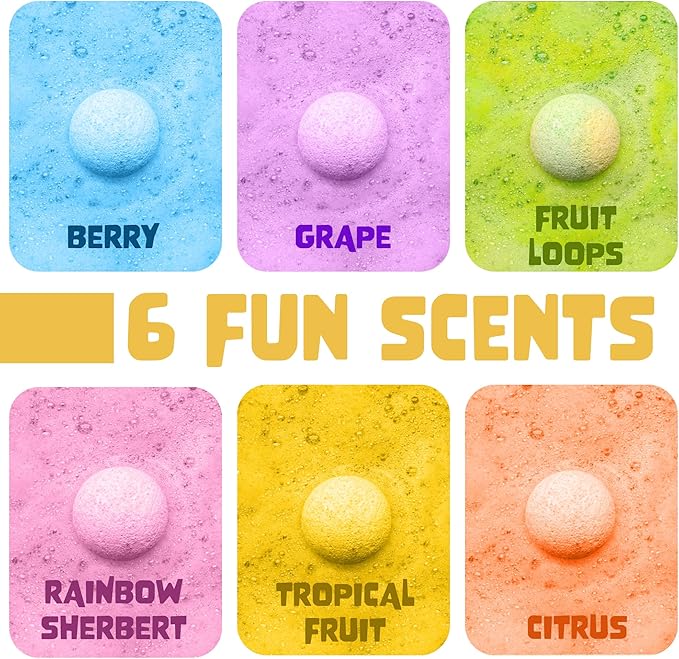 Valentines Bath Bombs for Kids with Surprise Heart Toys Inside (6 Pack) - Valentines Day Gifts for Kids & Women, Bubble Bath, USA Made, Kids-Safe Ingredients, Fruity Scents by Two Sisters