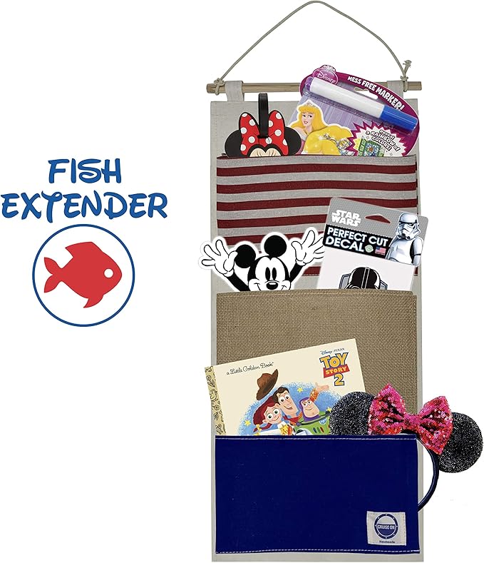 Cruise On Fish Extender Disney Cruise Gifts, 3-Pocket Hanging Organizer with Pockets, Fish Extender Hanger Fits Cabin Door, Ideal for Disney Cruise Line 2026 & 2027