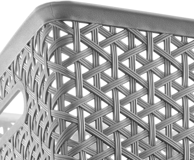 Whitmor Resin Form Tote, Large, Silver, 6 Pack