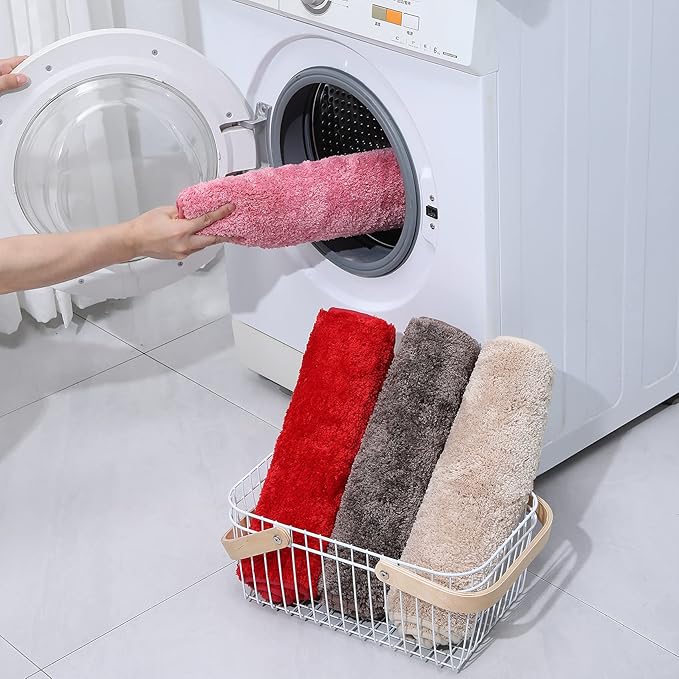 2 Piece Bathroom Rugs and Mats Sets, Soft Bath Mats for Bathroom with Non-Slip Backing, Machine Washable Microfiber Absorbent Bath Rugs (16''x24'' Plus 20''x32'',Red)...
