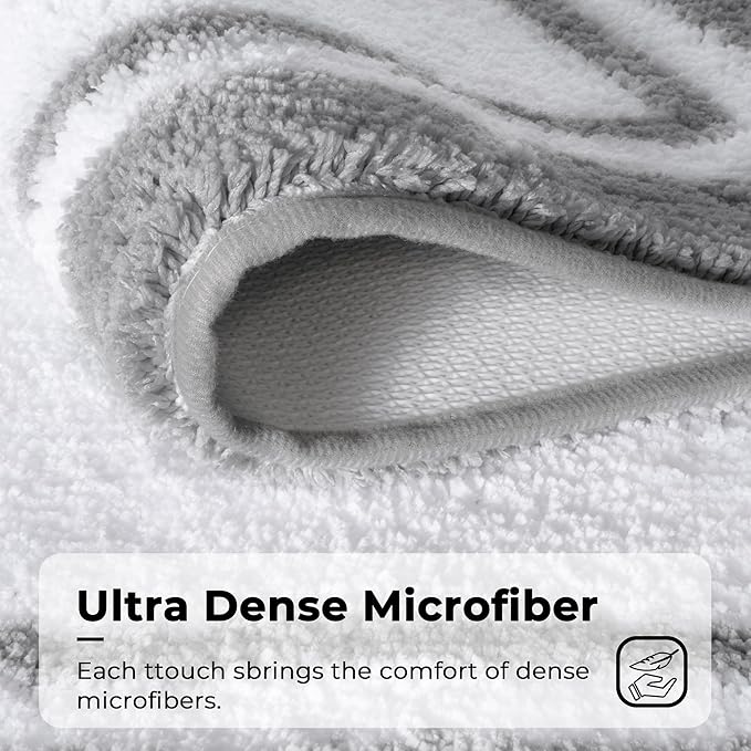 GRANNY SAYS Microfiber Bathroom Rugs Non Slip Washable, Water Absorbent Bathrooms Mats for Tub Non Slip, Soft Bath Mats for Floor & Shower, Long Bathroom Rug, 20" x 32", Grey Bath Rug