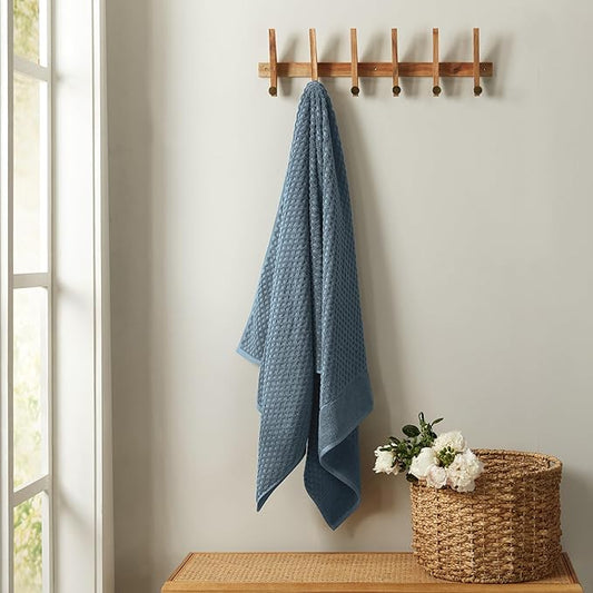 Great Bay Home Blue Oversized Bath Sheet - 100% Cotton 68x35 Extra Large Towel - Absorbent, Durable, Quick-Dry Towels for Bathroom