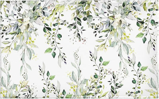 Green Eucalyptus Bath Rug Sage Leaves Bathroom Mat Soft Plush Carpet 20"x32" Non Slip Washable Doormat for Entryway Living Room Shower Tub