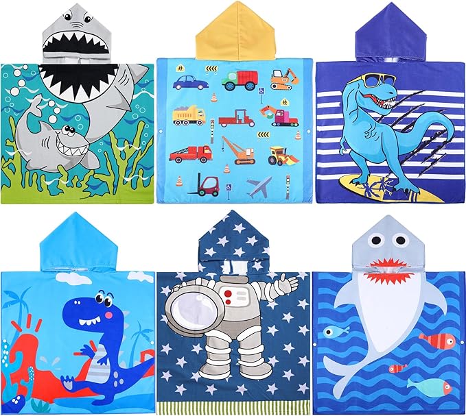 6 Pcs Kids Hooded Towel Kids Bath Towels with Hood Microfiber Baby Pool Beach Towel for Boy Girls Toddler(47 x 24 Inch,Vivid Style)