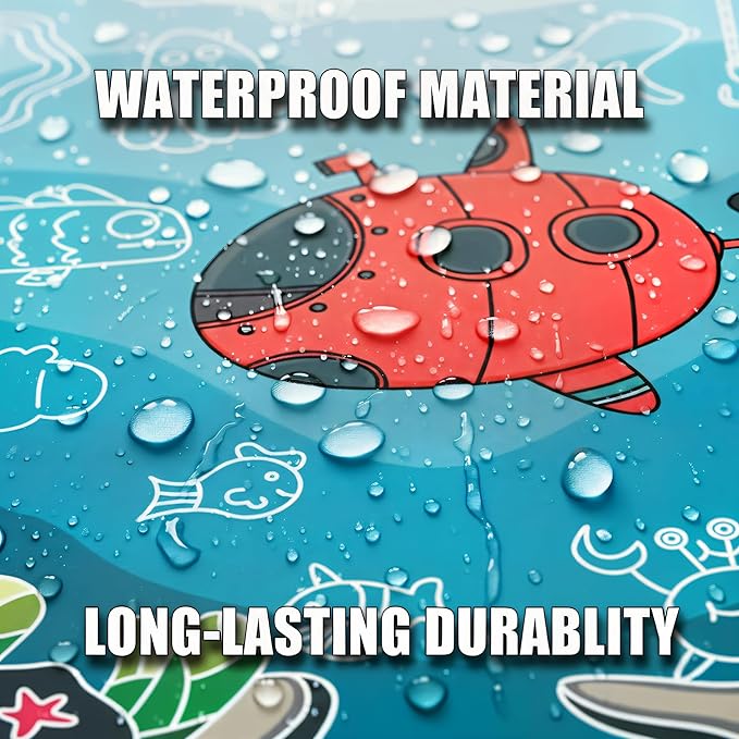 4Pcs Kids Shower Curtain Sets,Boy Bathroom Sets with Waterproof Shower Curtain,Memory Rugs,Non-Slip Rug,Toilet Lid Cover Bath Mat