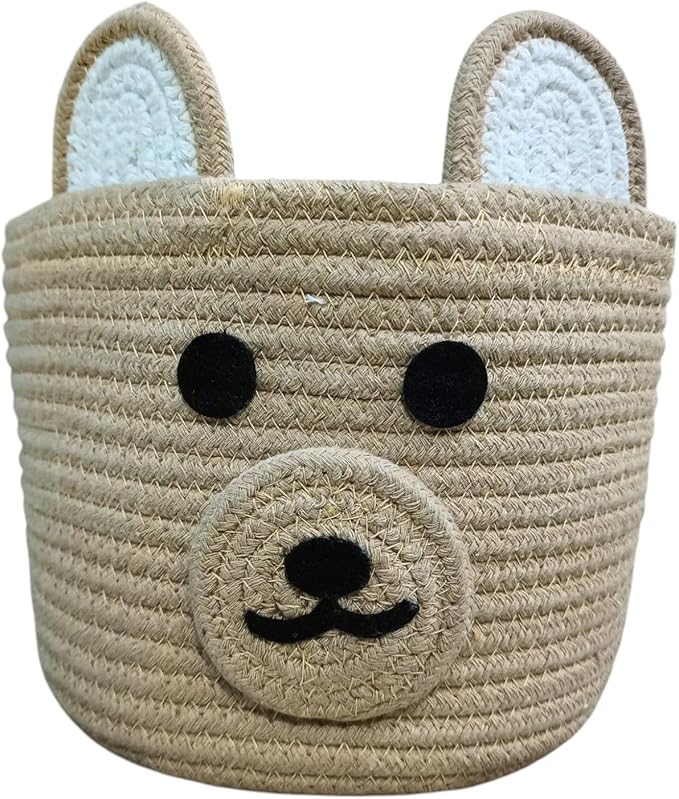 Natural Jute Storage Basket |EcoFriendly Round Shape Foldable Basket, Wedding Packing Organizer, Kids Crafts,Soft Toys Bag | Multipurpose Bag For living Bed room, office,kitchen
