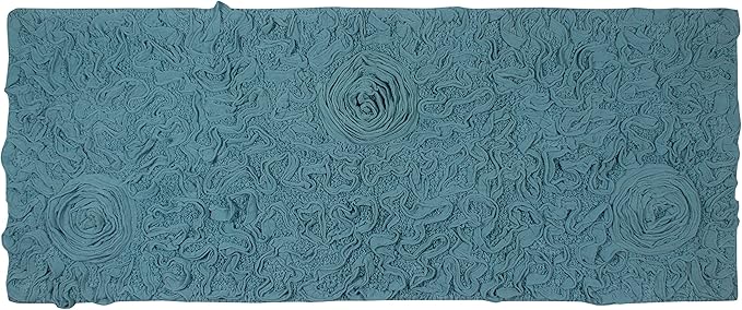 Home Weavers Bell Flower Collection 100% Cotton Tufted Bath Rugs, Extra Soft and Absorbent Bath Rugs, Non-Slip Bath Mats, Machine Washable, Bath Mats for Bathroom Floor and Tub, 21"x54" Runner, Blue