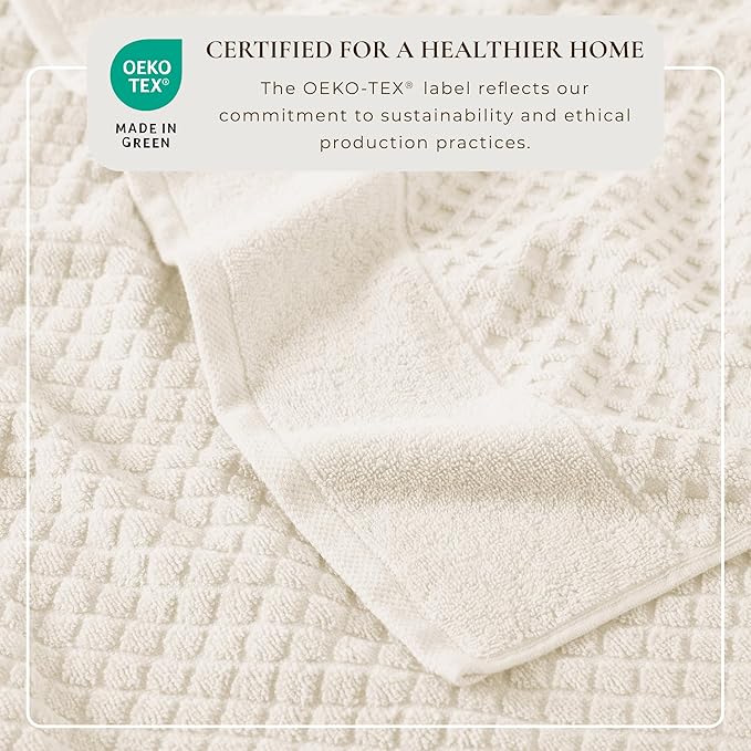 Great Bay Home Bath Towels - 100% Cotton 4 Pack 54x27 Bath Towel Set - Absorbent, Durable, Quick-Dry Towels for Bathroom (Ivory)